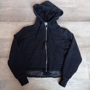 Victoria's Secret PINK Hoodie Sweatshirt Womens Black Cropped Size XS